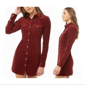 Forever 21 Corduroy Brick Red Dress M